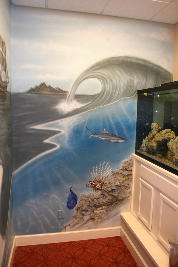 tropical fish mural